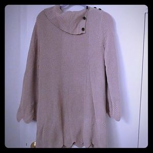 Lovely tan cowl sweater with buttons